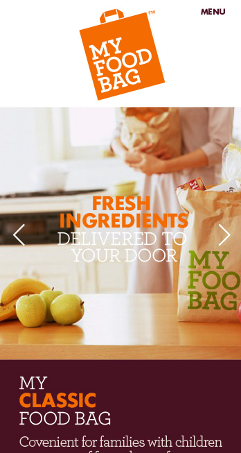 My Food Bag webpage